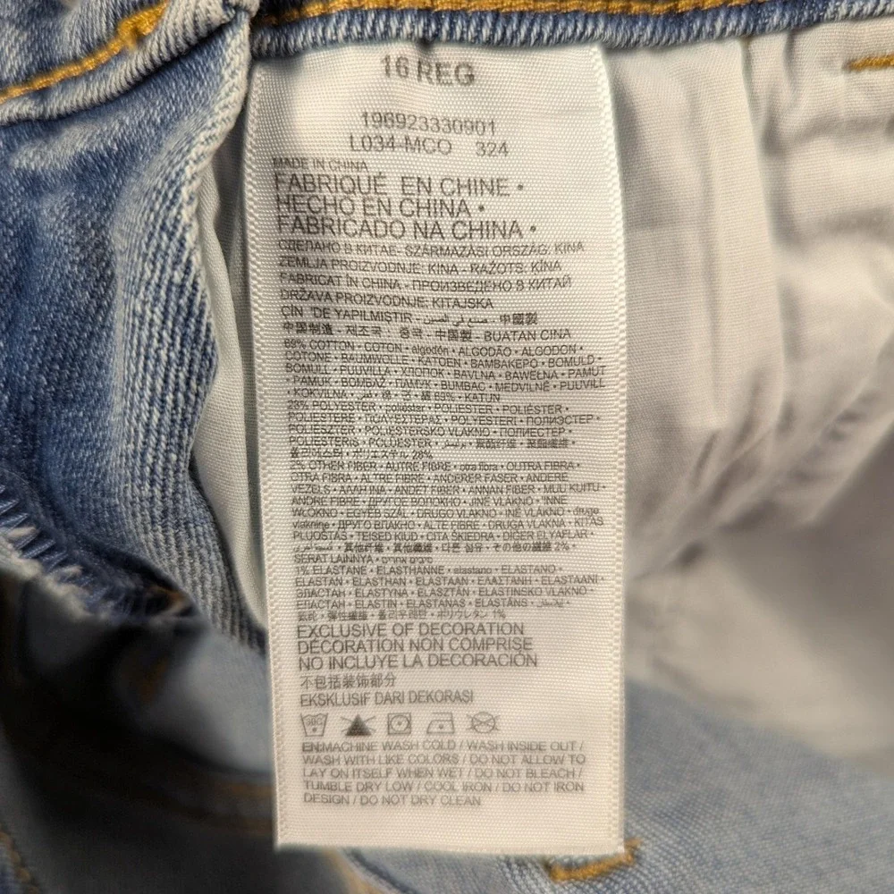 Levis Girls Skirtall Denim Overall Dress Star Patchwork Medium Wash Size 16 REG